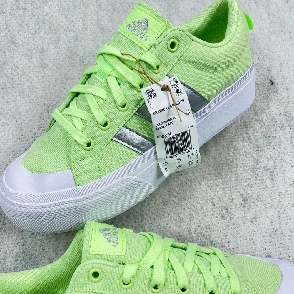 Adidas Bravada 2.0‎ Platform Shoes In Green Spark Womens Size 9